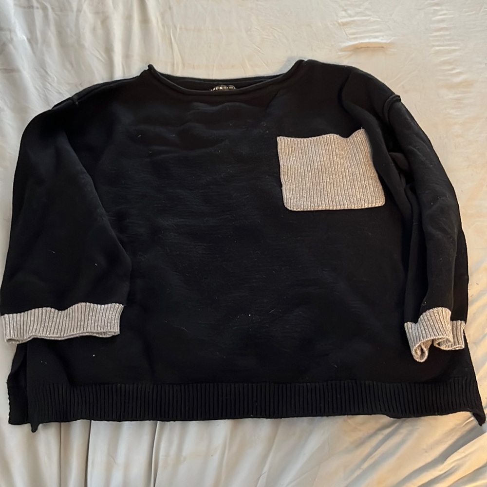 Black sweater with gray detail, size medium